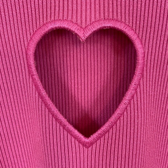 Mach & Mach Pink Heart Cutout Aimee Stretchy Ribbed Dress NWT Large - Picture 5 of 11
